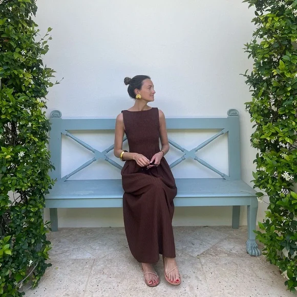 Hill House | Dresses | Cosima Nap Dress Chocolate Tonal Seersucker